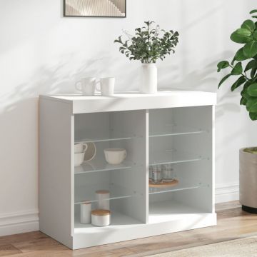 Servantă cu lumini LED, alb, 81x37x67 cm