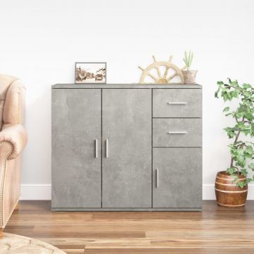 Servantă, gri beton, 91x29,5x75 cm, lemn prelucrat