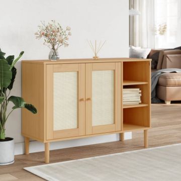 Servantă SENJA, aspect ratan maro, 112x40x80 cm, lemn masiv pin Servantă SENJA, aspect ratan maro, 112x40x80 cm, lemn masiv pin