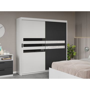 Dressing / Dulap dormitor Gri+Alb 184 - Glass