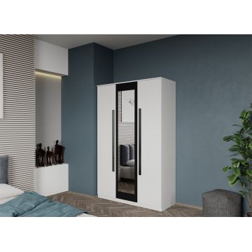 Dulap dormitor 3 usi Alb+Oglinda 124 x 192.5 cm - Dallas