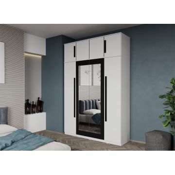 Dulap dormitor 4 usi alb+oglinda 164,4 x 240,3 cm - Dallas