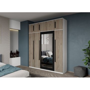 Dulap dormitor 5 usi San Remo + oglinda 205,4 x 240,3 cm - Dallas