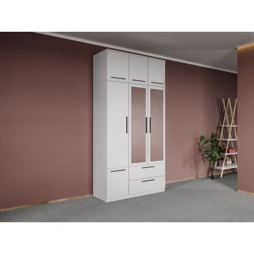 Dulap dormitor Alb 3U cu oglinda+suprapozabil - Madrid