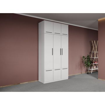 Dulap dormitor Alb 3U + suprapozabil - Madrid