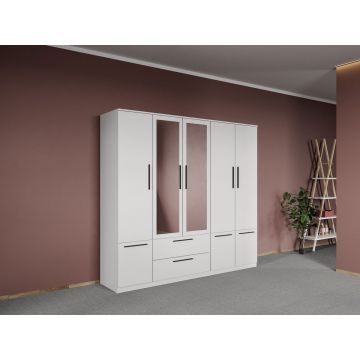 Dulap dormitor Alb 5U cu oglinda - Madrid