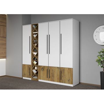 Dulap dormitor Alb cu Flagstaff Oak 193 x 192,5 cm - Sidney