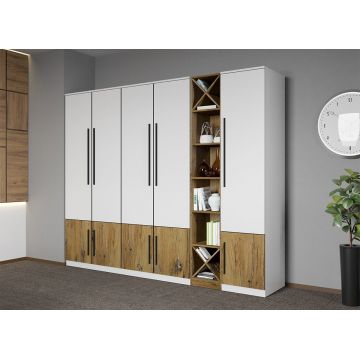 Dulap dormitor Alb cu Flagstaff Oak 233,4 x 192,5 cm - Sidney