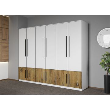 Dulap dormitor Alb cu Flagstaff Oak 247,4 x 192,5 cm - Sidney