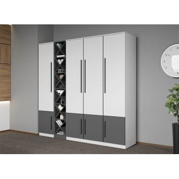 Dulap dormitor Alb cu Gri 193 x 192,5 cm - Sidney
