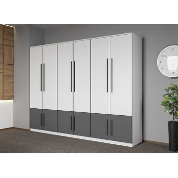 Dulap dormitor Alb cu Gri 247.4 x 192.5 cm - Sidney