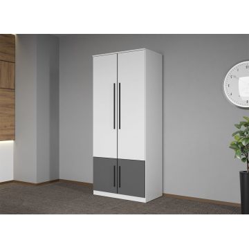Dulap dormitor Alb cu Gri 83 x 192,5 cm - Sidney