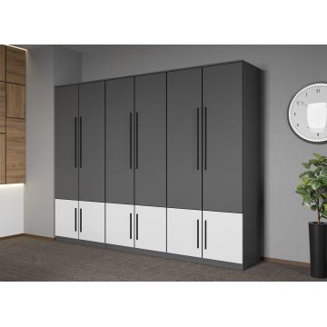 Dulap dormitor Gri cu Alb 247,4 x 192,5 cm - Sidney