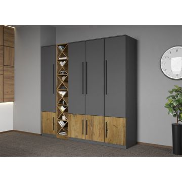 Dulap dormitor Gri cu Flagstaff Oak 193 x 192,5 cm - Sidney