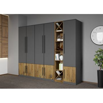 Dulap dormitor Gri cu Flagstaff Oak 233,4 x 192,5 cm - Sidney