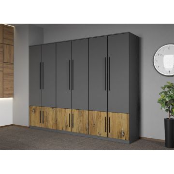 Dulap dormitor Gri cu Flagstaff Oak 247,4 x 192,5 cm - Sidney