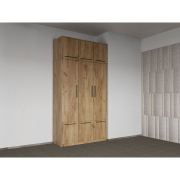 Dulap dormitor Stejar Auriu 3U + suprapozabil - Madrid