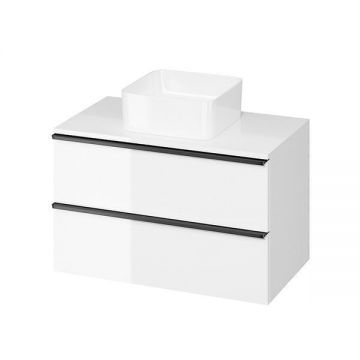 Mobilier suspendat Cersanit, Virgo 80, cu manere negre, pentru lavoar pe blat, alb Mobilier suspendat Cersanit, Virgo 80, cu manere negre, pentru lavoar pe blat, alb