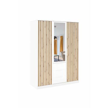 Dulap Bali Lux D3, 3 Usi + 3 Sertare, 149x57.5x200 cm, STEJAR WOTAN/ALB