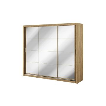 Dulap cu usi culisante IDEA ID-01-3L, 250x60x215 cm, Stejar Shetland