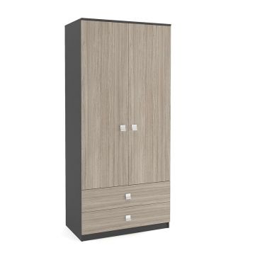 Dulap depozitare haine LINEA 90, A52, H200, 2U-151, 2S BU, Antracit, Oak
