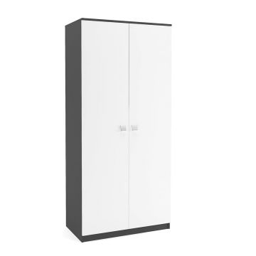 Dulap depozitare haine LINEA 90, A52, H200, 2U BU, Antracit, Alb