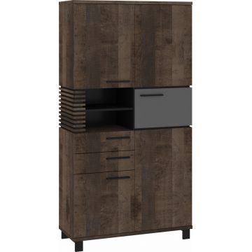 Dulap Lamir Lam-12 3D2S Stejar Grange/Grafit/Negru