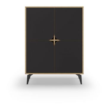 Dulap negru/în culoare naturală cu aspect de lemn de stejar 90x120 cm Nola – Marckeric