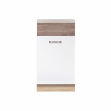 Front masina de spalat vase ECO-ZM45, 1 usa, corp stejar sonoma, fronturi alb lucios + stejar sanremo, 45 cm