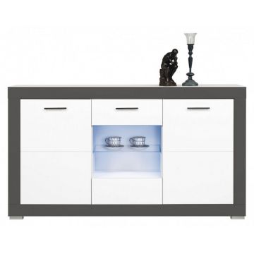 Gray GR-4 White Mat-Graphite Comoda Cu Vitrina