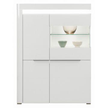 Irma Im-05 White/ White High Gloss, D.Magia Comoda Cu Vitrina