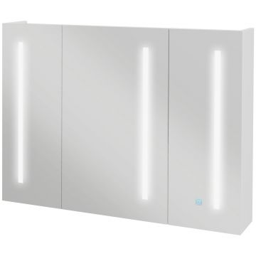 Kleankin Dulap cu Oglindă LED pentru Baie, USB, Raft Reglabil, 90x15x70cm, Alb Lucios | Aosom Romania