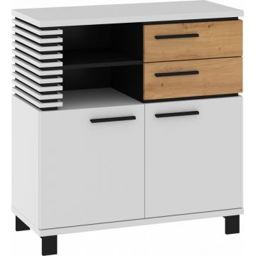 Lamir Lam-03 Bufet 2D2S Alb/Stejar Artisan/Negru