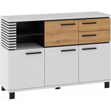 Lamir Lam-04 Bufet 4D2S Alb/Stejar Artisan/Negru