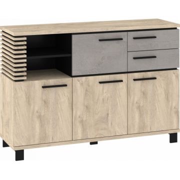 Lamir Lam-04 Bufet 4D2S Stjar Endgrain/Beton Gr/Negru