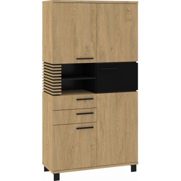 Lamir Lam-12 Dulap 3D2S Stjar Piatra/Negru Lucios/Negru