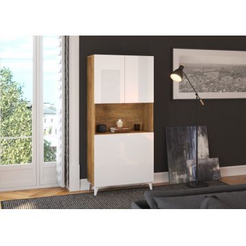 Megan 01 Oak Burgundy/White High Gloss