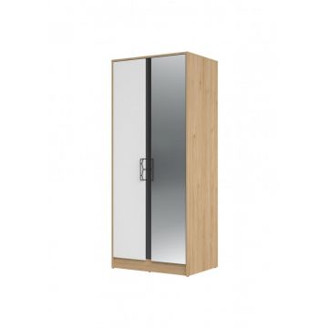 Moet 70 Dulap Cu 2 Uși Și Oglindă 84 X 200 X 60 Cm With Oglinda 2D Walnut/White/Graphiteowy