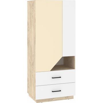 Pax Pax-22 Dulap 80 2D2S Stejar Endgrain/Alb/Crem