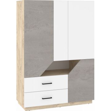 Pax Pax-23 Dulap 133 4D2S Stejar Endgrain/Alb/Beton Gr