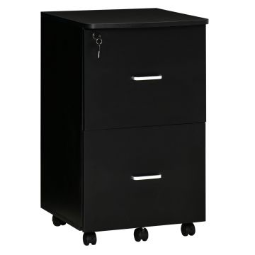 Vinsetto Dulap mobil arhiva cu 2 sertare, cu blocare, dulap de birou din lemn cu roti de blocare pentru A4 | Aosom Romania