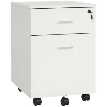 Vinsetto Fiset Compact din PAL cu 2 Sertare și 5 Roti, Dulap de Birou cu Încuietoare, Design Modern, Culoare Lemn | Aosom Romania