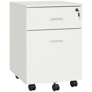 Vinsetto Fiset Compact din PAL cu 2 Sertare și 5 Roti, Dulap de Birou cu Încuietoare, Design Modern, Culoare Lemn | Aosom Romania