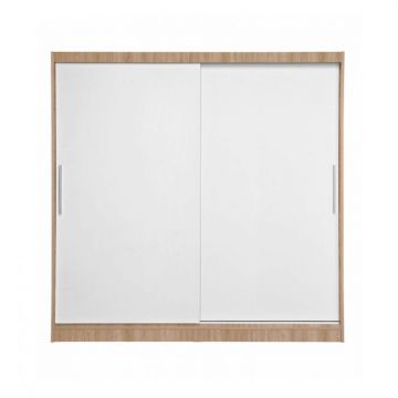 Dulap CORFU 01, usi glisante, corp sonoma + usi alb, 200x60x200 cm