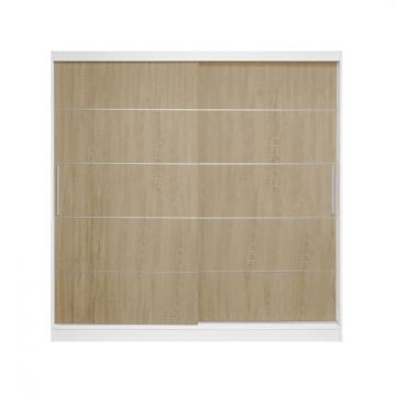 Dulap CORFU 03, usi glisante, corp alb + usi somona, 200x60x200 cm