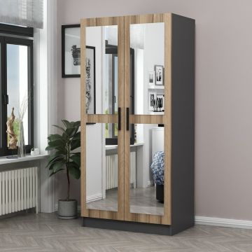 Dulap Haine Kale Mirror Oak - 190, Gri, 90x190x52 cm