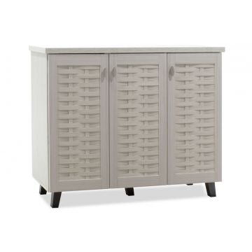 Dulap Pantofi Mantam 16 Perechi Alb-Gri 115,5x40x92 cm