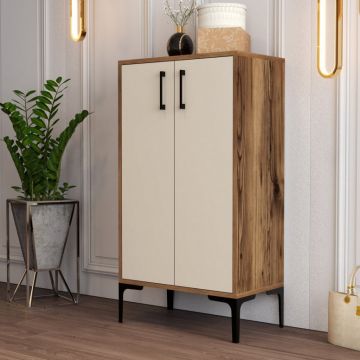 Dulap Pantofi Prag - Walnut, Crem Dulap Pantofi Prag - Walnut, Crem