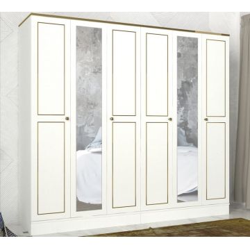 Dulap Ravenna6Kapılı Alb-Gold