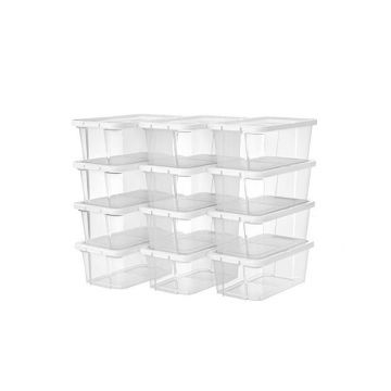 Set 12 cutii de depozitare pentru pantofi, Songmics, LSP12WT, Transparent
